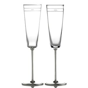 Kate Spade New York Darling Point Silverplate Toasting Flutes (Mr. & Mrs…)